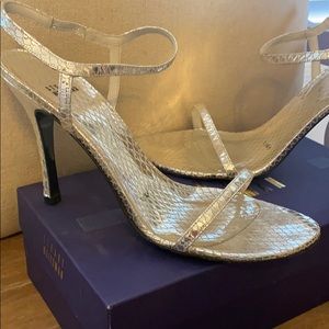 Stuart Weitzman Silver Serpent Strappy Heel